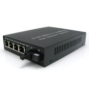 A Pair of BIDI WDM Single Fiber 10/100/1000M 1310/1550 20km SC 1SC+4RJ45 Ethernet Media Converter