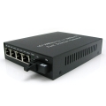 A Pair of BIDI WDM Single Fiber 10/100M 1490/1550 80km SC 1SC+4RJ45 Ethernet Media Converter