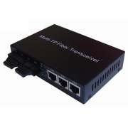 A Pair of BIDI WDM Single Fiber 10/100M 1310/1550nm 20km 2SC+3RJ45 Ethernet Media Converter