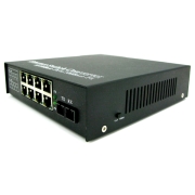 A Pair of BIDI WDM Single Fiber 10/100M 1310/1550nm 20km SC 1SC+8RJ45 Ethernet Media Converter