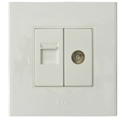 TCL Legrand 1xRJ45+1xTV Outlet Socket Wall Face Plate 86 Type A6 Series
