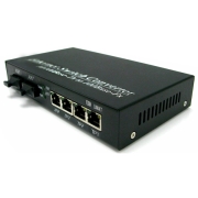 A Pair of BIDI WDM Single Fiber 10/100M 1310/1550 20km SC 2SC+4RJ45 Ethernet Media Converter