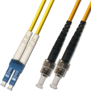 ST/APC to LC/UPC Plenum Duplex 9/125 Single-mode Fiber Patch Cable